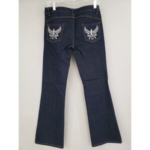 NEW Embroidered Rhinestone BONGO y2k vintage 90s flare jeans dark wash juniors 9